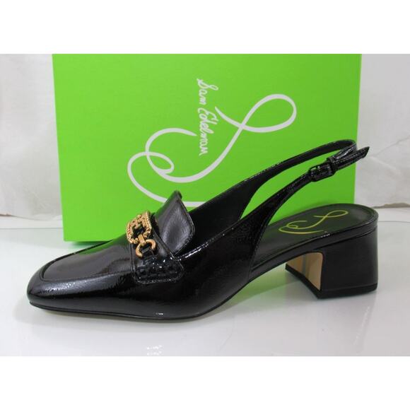 Sam Edelman Teana Slingback Loafers Pumps Heels Black Patent Size 7 - Picture 2 of 7